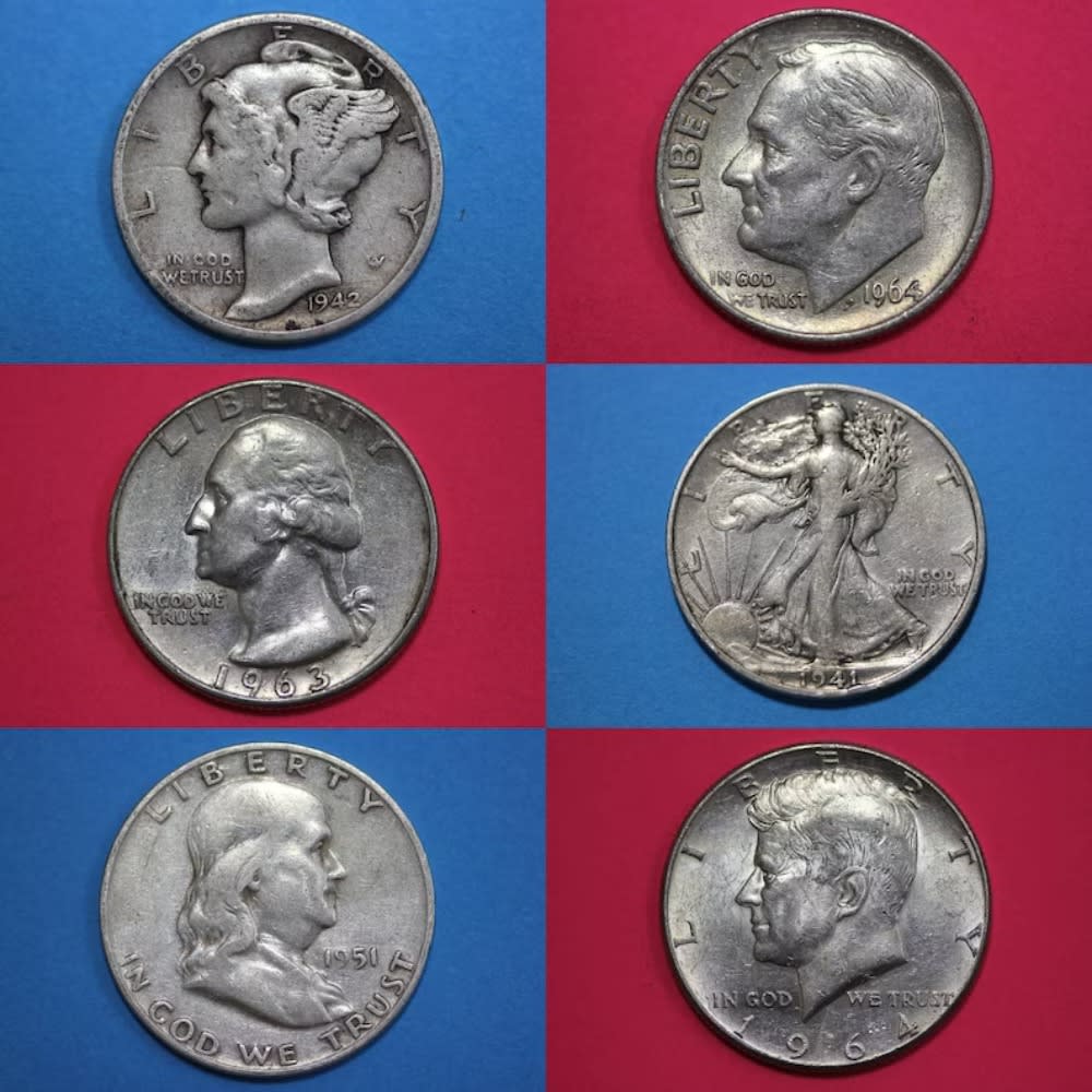 1.00 Face Value Junk Silver U.S. Coins NO NICKELS Legible Dates No Slicks or Major Damage 90 Percent Silver